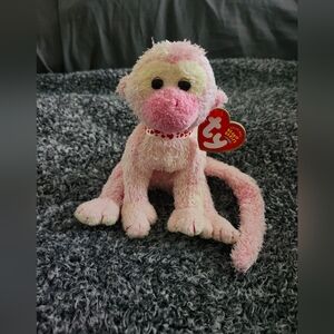 Ty Beanie Baby Poet The Pink Monkey Plush